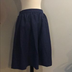 Gymboree Navy blue skirt with gold Polk a dots